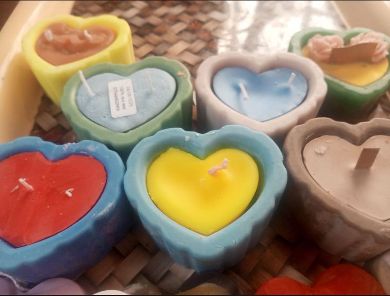 Hearts around hearts candles